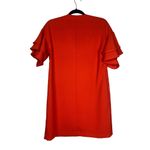 ZARA  V Neck Shift Mini Dress Short Tiered Ruffle Sleeves "Night-Out" S Red #2979 Photo 5