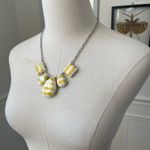Versona NWT  White Yellow Stripe Cabochon Silver Tone Adj Necklace Photo 2
