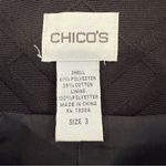 Chico's Full Zip Pleated Back Blazer Coat Women’s XL Black Pattern Classic Work Photo 3