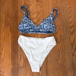 ANDIE Bikini Set Delray Top 90s High Waisted Bottom Bikini blue cream sz XS NWT Photo 9