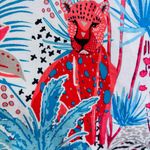 Chico's  size L tropical-themed print with florals, leaves, and a leopard motif Photo 2