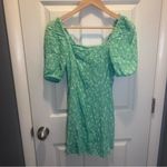 & Other Stories & other stories green floral puff sleeves mini dress Photo 4