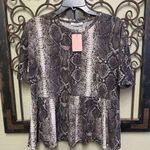 ZARA  short sleeve snake print baby doll top Photo 0