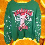Wound Up  Falalalala Llama Green‎ Christmas/Holiday Ugly Sweatshirt Size L Photo 0
