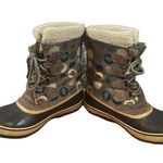 Sorel  Pac Tan Graphic Lace Up Fur Trim Winter Snow Boots Women Sz 8 Photo 2