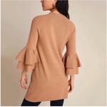 Anthropologie Claudette Ruffled Sweater Mini Dress in Metallic Camel Small Photo 1