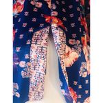 Miss Elaine Blue Floral Robe Caftan Mumu 1/4 Zip Long R4 Size M Photo 3