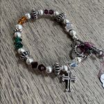 NWT Rainbow Swarovski crystal & Sterling bracelet with cross Silver Photo 1