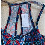 French Grey Nichelle Knit Medallion Print Halter Maxi Blue/Red dress Photo 7