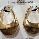 House of Harlow 1960 | Faux Agate Style Hoop Earrings Gold Photo 0