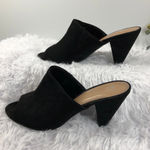 Cest. 1946 Women’s Black Suede Mule Sandals Cone Heel 3” Size 7 Peep Toe Slip on Photo 0