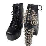 Jeffrey Campbell Spike Black Leather Silver Metal Spike Stud Platform Laceup Shoe Boots Sz 6.5 Photo 12