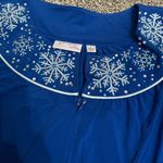 New Quacker Factory Blue Snowflake Embroidered Zip Up Long Sleeve Nightgown L Size L Photo 4