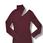 ALC Burgundy Ribbed Turtleneck Cutout Long Sleeve Mini Dress Size L Brown Photo 2