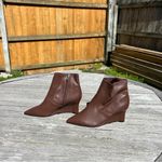 Franco Sarto Women's Temira Side Zip Wedge Bootie Brown Ankle boots size 9 Photo 3