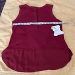 Loft szS burgundy top sheer fabric at hem neckāarm holes buttonādetail EUC Photo 3
