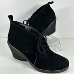 White Mountain Lambert Wedge Ankle Bootie Black Suede Lace Up 8 1/2 Photo 0