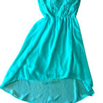 Strapless High Low Dress,‎ Aqua Blue Lace, Chiffon Party Cocktail Summer Photo 0