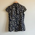 Classiques Entier  100% Silk Blouse Top Button Up‎ Black Yellow Cap Sleeve Size S Photo 6