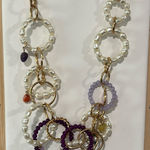 ZARA Faux Pearl Bead and Stone Necklace Gold Tone Photo 0