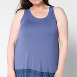 LOGO By Lori Goldstein LOGO Layers by Lori Goldstein Plus Size 2X Blue Tank Broomstick Hem Tunic Top Photo 0