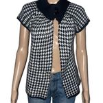 Houndstooth Mandee  buttoned collar short sleeve open sweater Photo 0