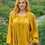 Completo Lino by Arthurio 100% Linen Gold Hooded Pullover Top Lagenlook M Size undefined Photo 0