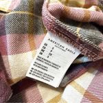American Eagle  plaid flannel soft button-down, berry, yellow, & gray size small Photo 5