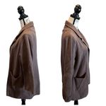 Quince Organic Cotton Knit Cardigan Blazer Brown Size Large Open Front Pockets Photo 4