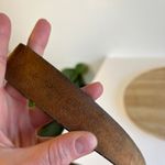 USA Made Brown Perfectly Worn in Leather Silver Square Buckle Belt Size Large Photo 3