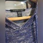 Eileen Fisher  Organic Linen Cotton Cropped Hoodie Pullover Navy White  Small Photo 5