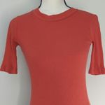 Abercrombie & Fitch Ribbed High Neck Short Sleeves Orange Top Photo 1