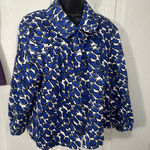 Sandro  Blue and White Print Women’s Big Button  Blazer Size 1X EUC Photo 0