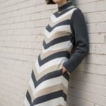 Vintage | Butte Knit Wool Blend Color block Stripe Midi Dress | M Gray Size M Photo 0