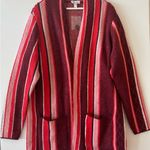 Denim & Co. Striped Jacquard Open Cardigan in a red multi Photo 0