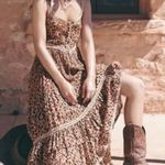 Boutique Saphari Tan/Black Leopard Print Boho Tie Waist Maxi Dress Photo 0