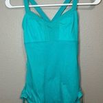Lululemon teal crossed back ruched sides athletic cami tank top size small 6 Photo 0