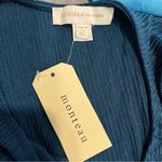 Monteau NWT  Blue Short Sleeves Keyhole Cutout Midi Crinkle Dress Size XS Photo 4