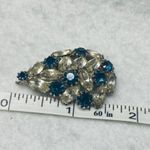 Rhinestone Vintage Pendant Shade of Blue and Clear Stones Rounded Teardrop Shape Photo 3