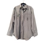 LASOLAS Pinstripe Button Up Shirt Rhinestone Cat Embellished Pockets L Black Size L Photo 1