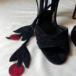 Manolo Blahnik  Cherry Lace-Up Sandals 38.5 Black‎ Suede Ivy Shoe 2003 Remake Photo 2