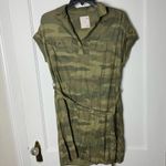 SO  Women's Army Green Camo Collared Mini Tie Belt Shirt Dress Size Small Photo 0