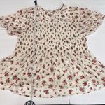 Torrid Neutral Beige Red Floral Chiffon Ruffle Short Sleeve Smocked Top Size 3X Photo 7