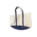 Vintage LL Bean Boat & Tote Bag Natural & Navy Trim Canvas Google Large‎ Photo 4