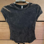 Free People  Ribbed Baby Tee Washed Black size Medium Photo 4