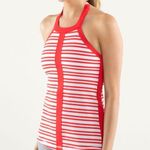 Lululemon Hip To Be Zen Halter in Twin Stripe Love Red / Love Red Tank Top Pads Photo 10