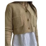 ZARA Women’s Beige Knit Cropped Cardigan Sweater Size S | Button Front, Ribbed Photo 1