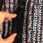 Oscar de la Renta Women’s Silk Floral Pleated Navy Blue Sleeveless Dress Photo 2