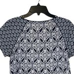 Loft Ann Taylor Floral Print Casual Top Colorblock Shortsleeve Crewneck Women XS Black Photo 6