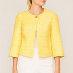 NWOT Yellow Cropped Sleeve Print Blazer Jackie O sz XS Photo 0